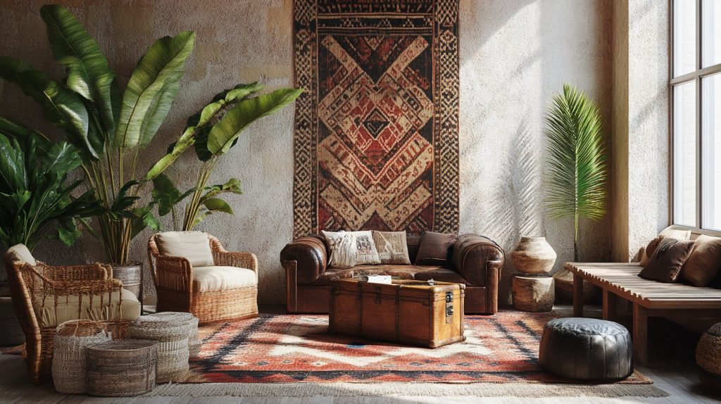 Layered Kilim Rugs as Vertical Backdrop