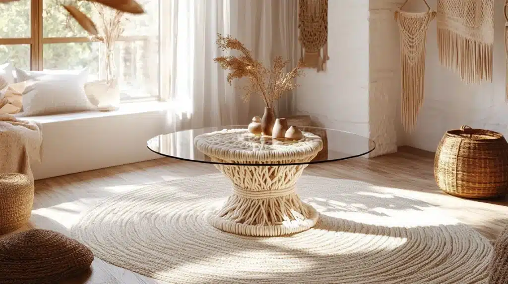 Macramé Based Glass Table