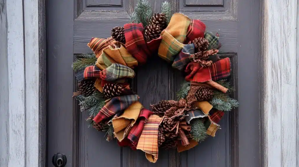 Making a Cozy Plaid Wreath