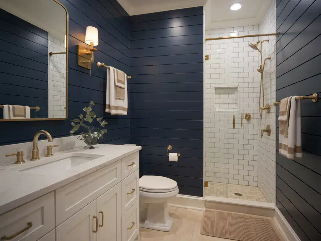 Navy blue shiplap for a nautical, coastal theme