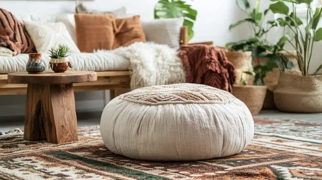 Oversized Pouf in Textured Cotton