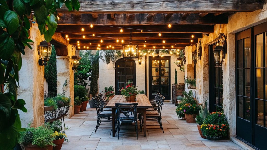 Patio With Exposed Wooden Beams