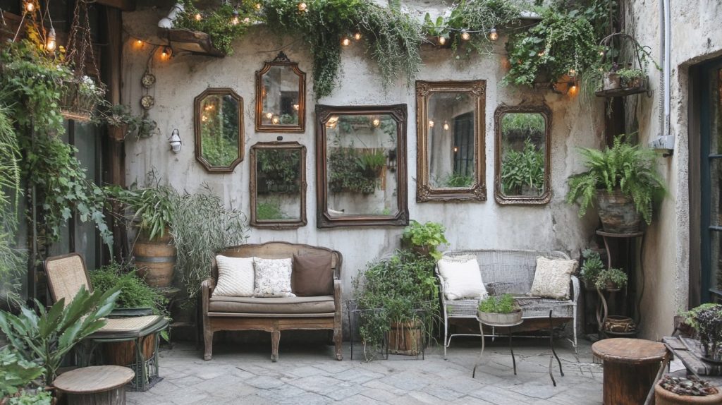 Patio With Vintage-Style Mirrors