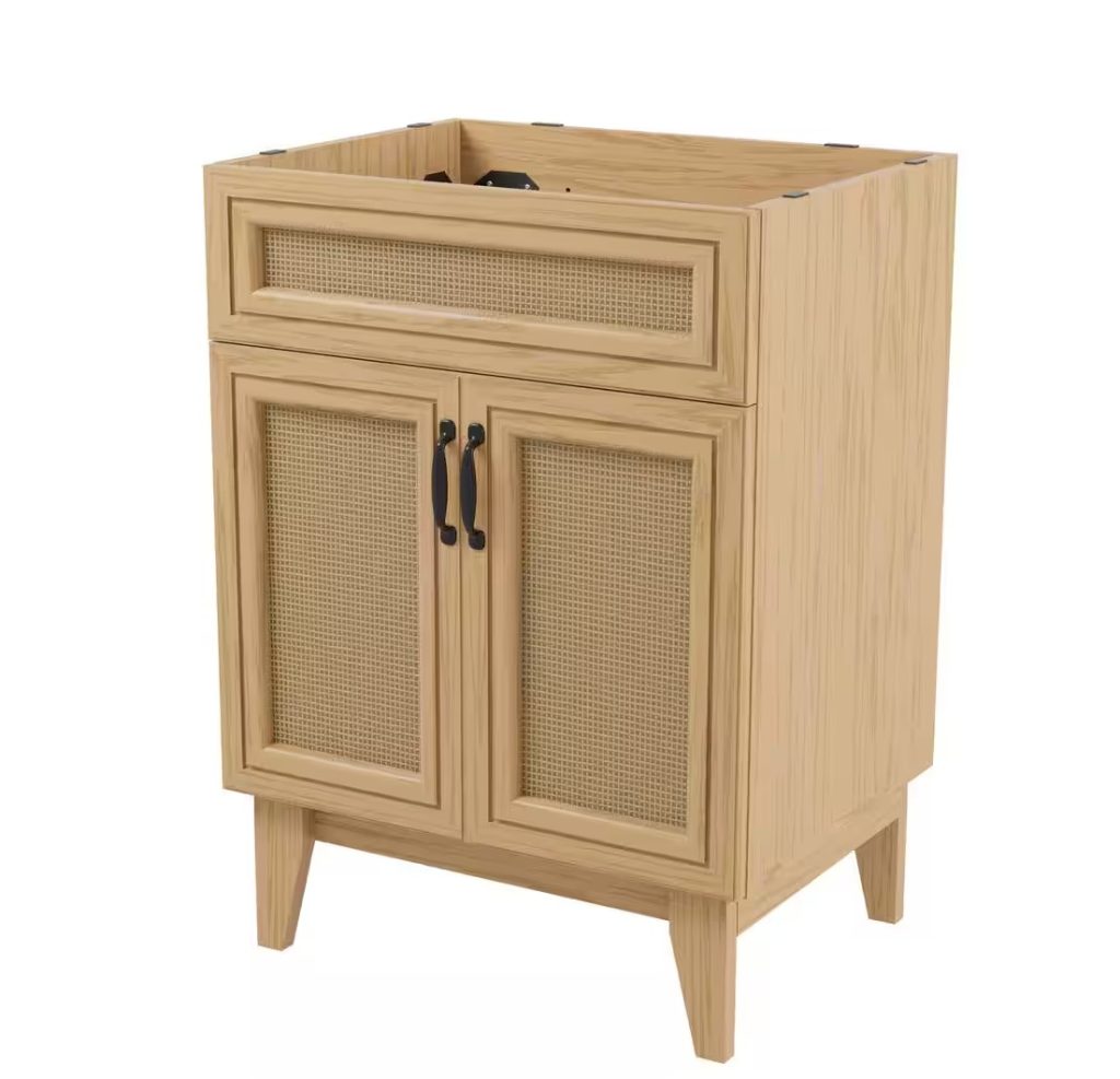 Rattan 2-Shelf Bath Vanity Cabinet without Top