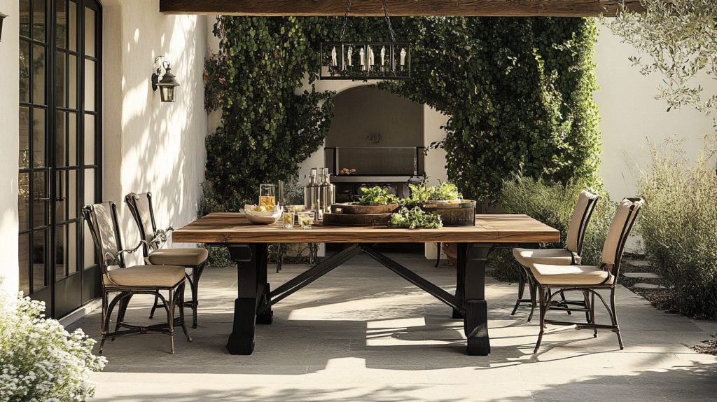 Rustic Wooden Table With Metal Accents