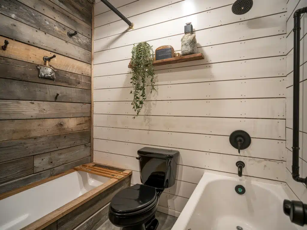 Shiplap with exposed nail heads for industrial appeal