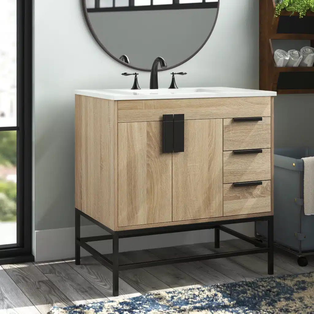 Single Bathroom Vanity with Engineered Marble Top