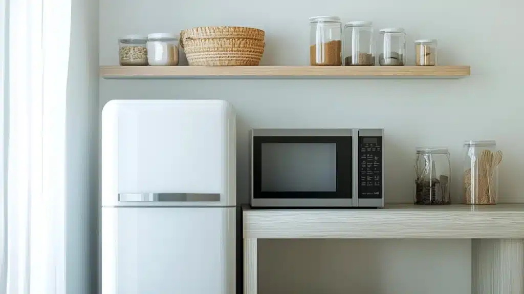 Stackable Microwave and Mini Fridge