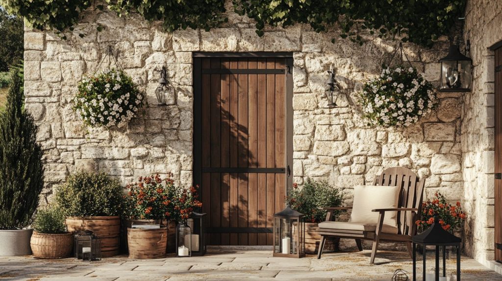 Stone Wall With Rustic Accents