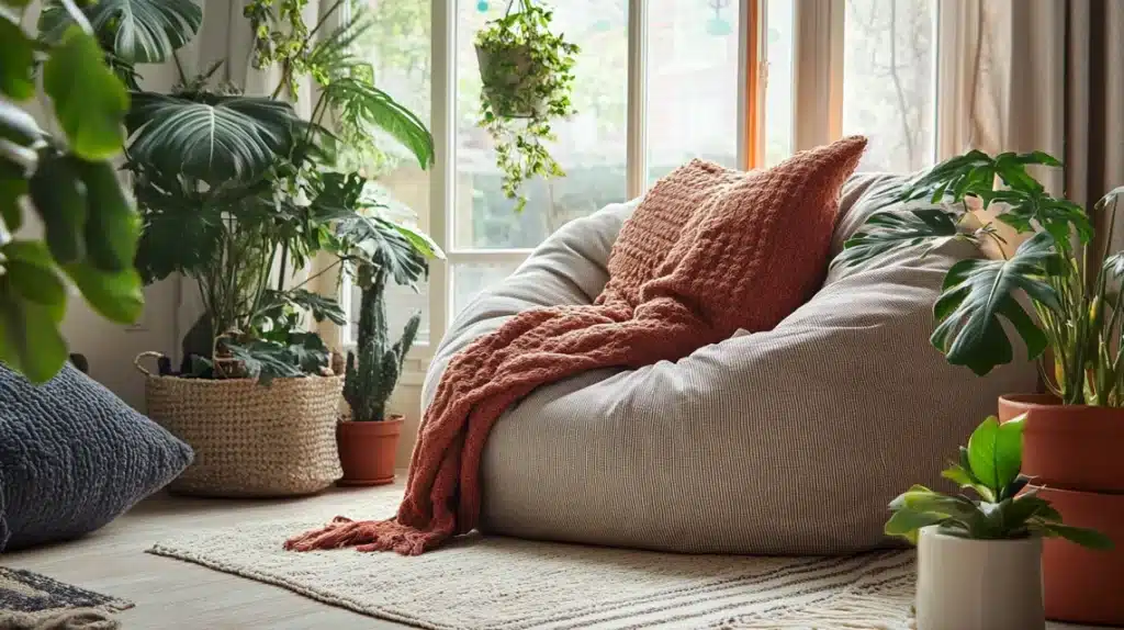 Textured Fabric Bean Bag Chair