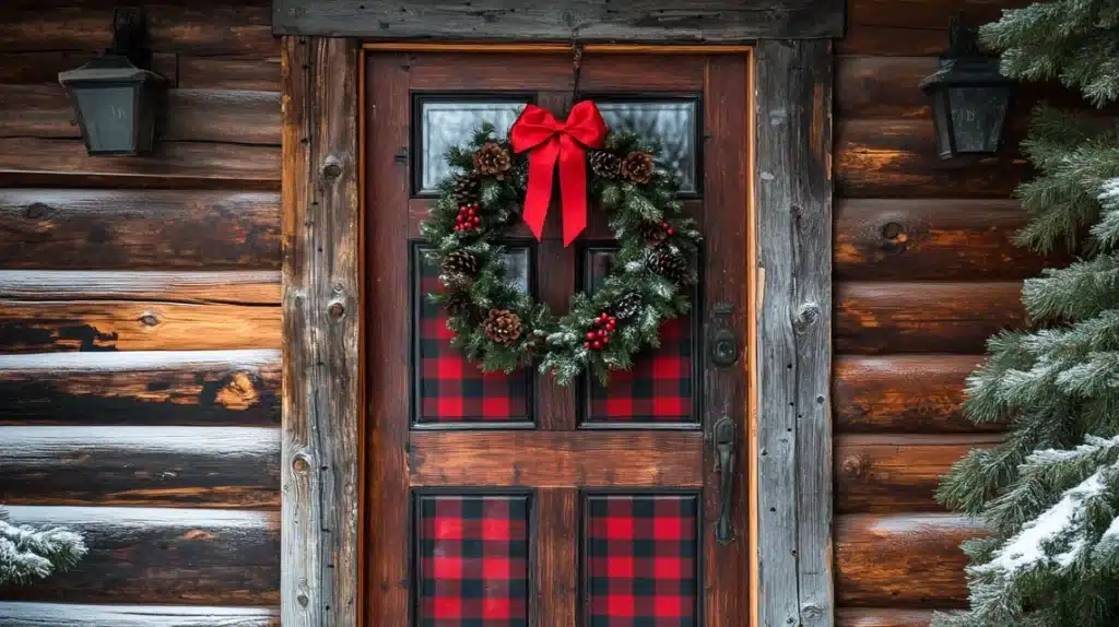 Using Traditional Plaid for Door Decor