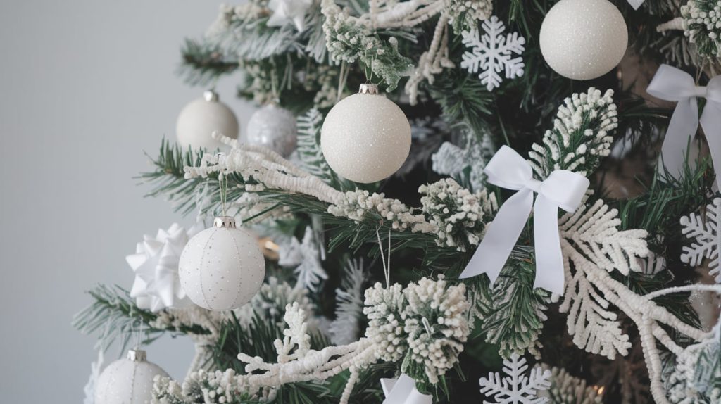 White Bauble Paired with Snowflakes and Bows