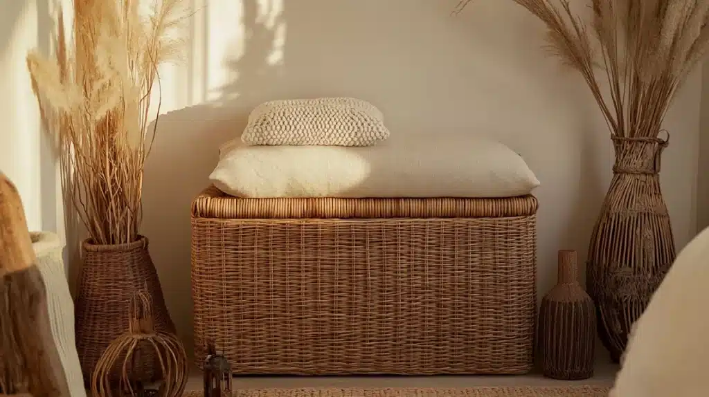 Wicker Chest for Storage and Seating