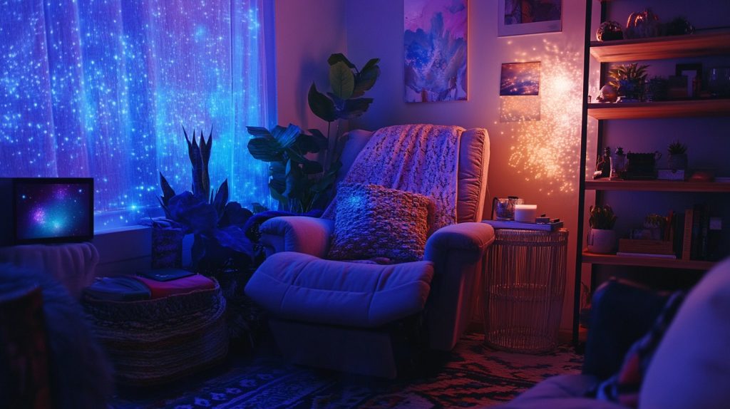 Window Nook With Starry Light Projectors