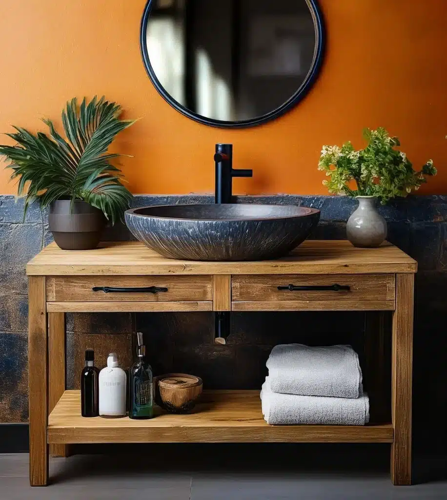 Wooden Rustic Live Edge Bathroom Vanity