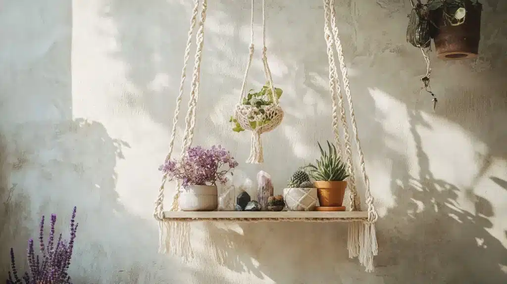 Woven Macramé Wall Shelf