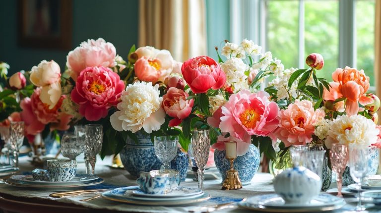 what flowers go with peonies in a vase