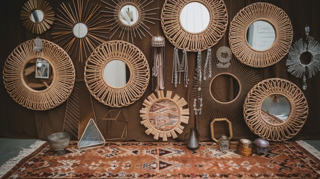 woven sunburst mirrors