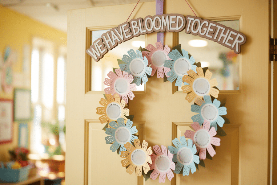 3. We Have Bloomed Together Wreath Door