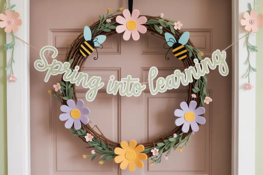 4. Spring Into Learning Wreath Door