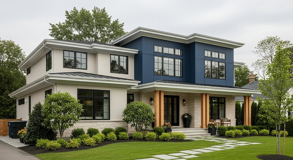 5. Navy Blue Fascia & White Soffit