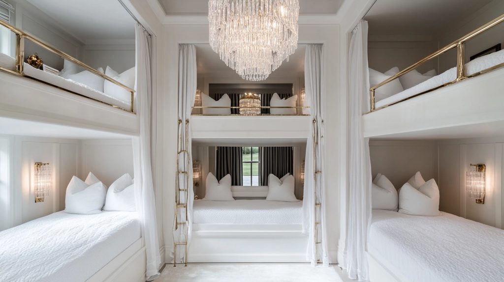 Bunk Rooms with Chandeliers