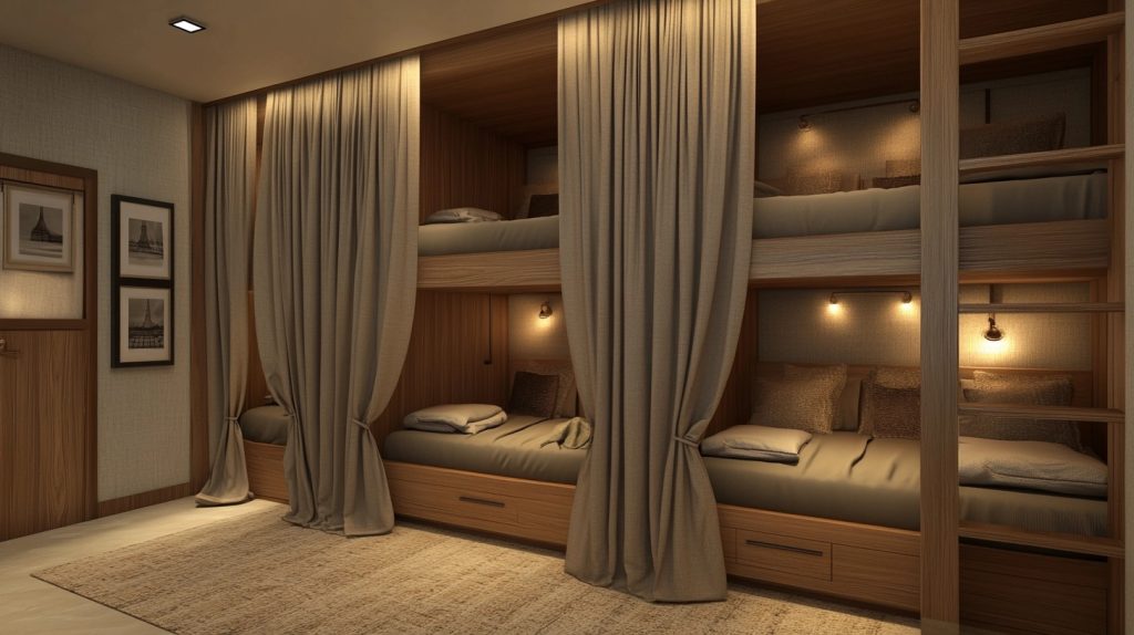 Curtain-Enclosed Bunks