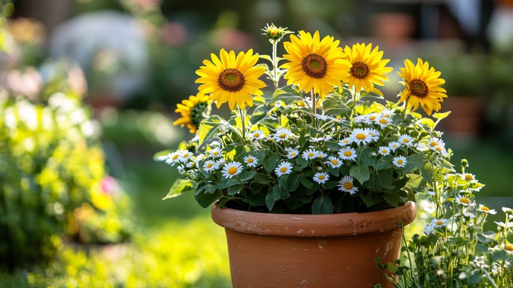 Daisy And Sunflower Combo Pot