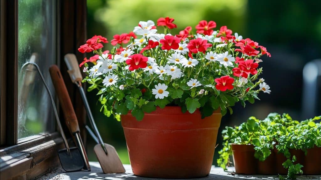 Geranium And Daisy Pairing Pot