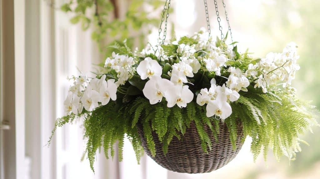 Hanging Fern And Orchid Pot