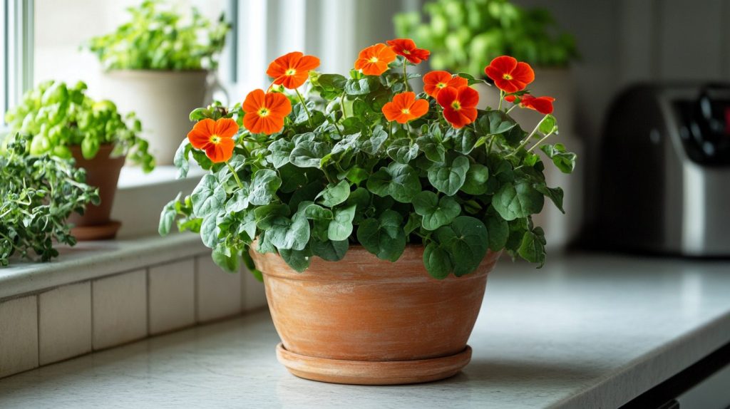 Herb And Nasturtium Pot