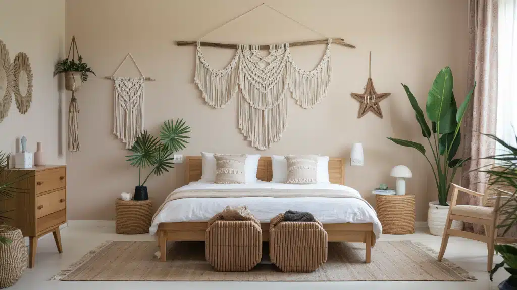 Macramé Wall Hanging Above the Bed