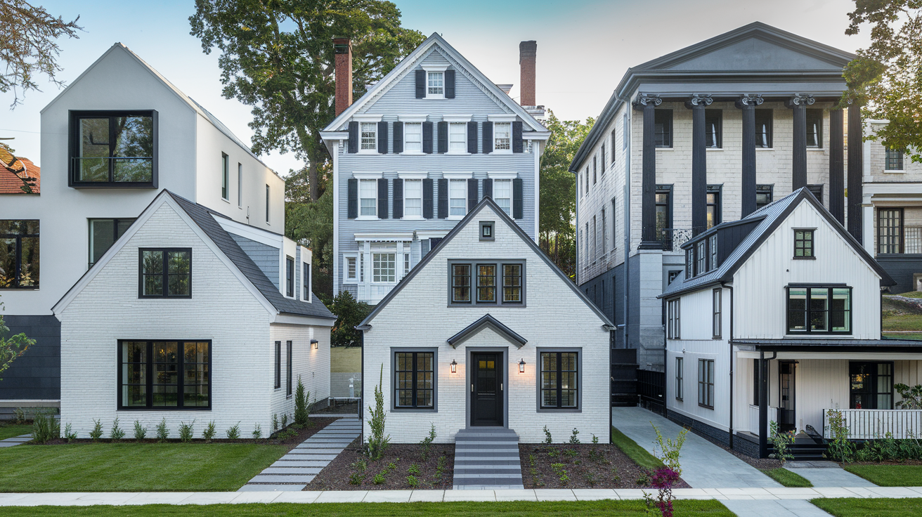 Stunning Light Grey Houses with Black Trim