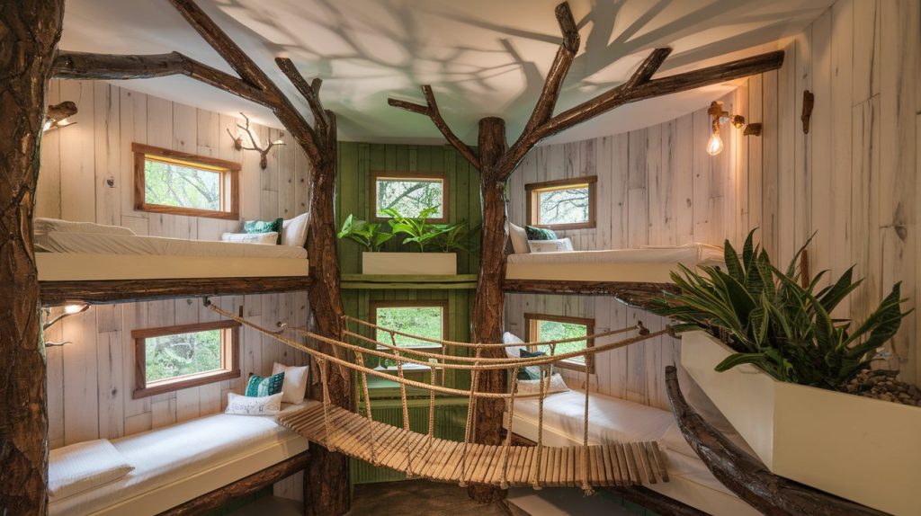 Treehouse-Inspired Bunk Spaces