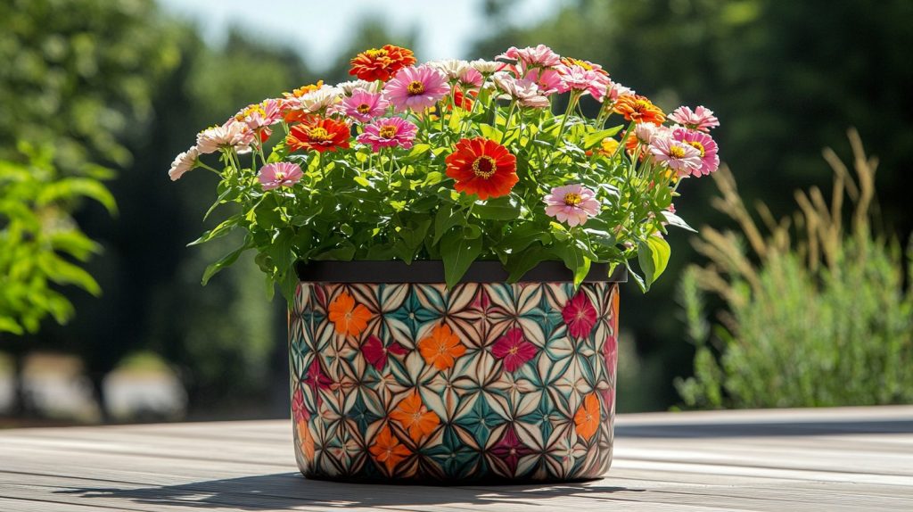 Zinnia And Cosmos Duo Pot