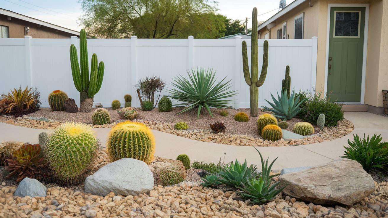 low maintenance xeriscape front yard