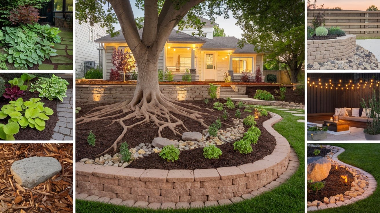 front yard landscaping ideas around tree roots