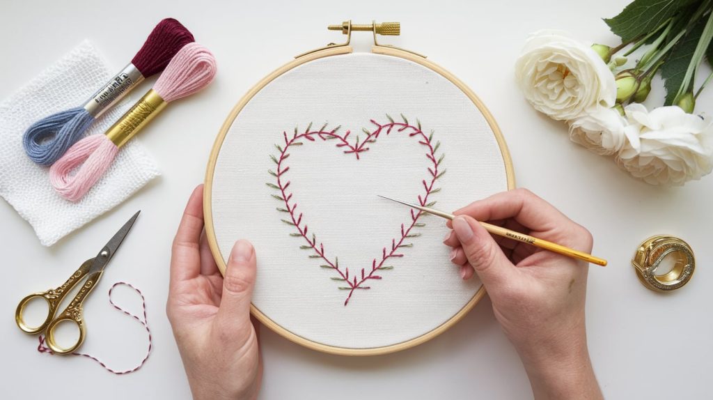 how to embroider a heart