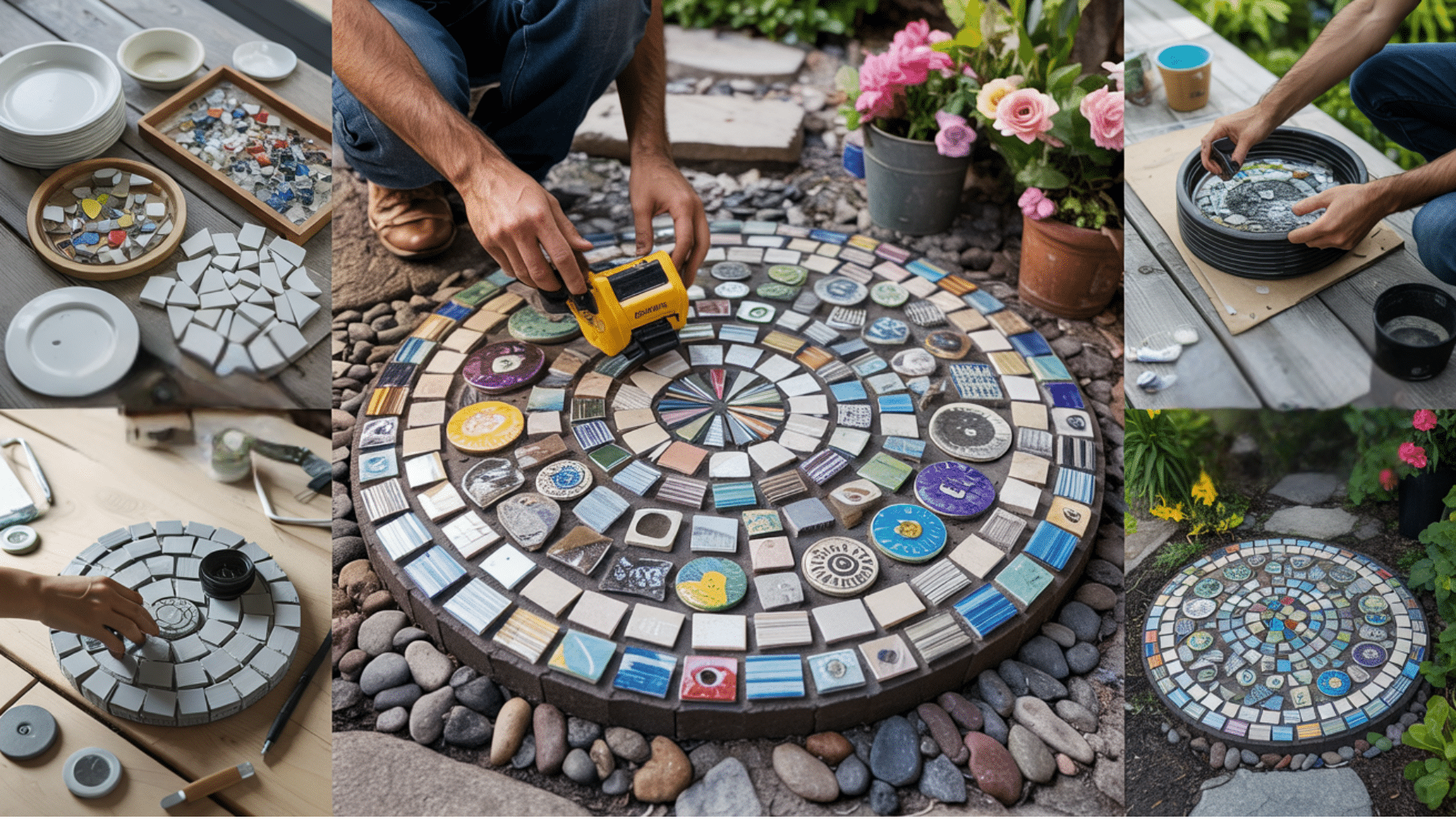 diy mosaic stepping stones