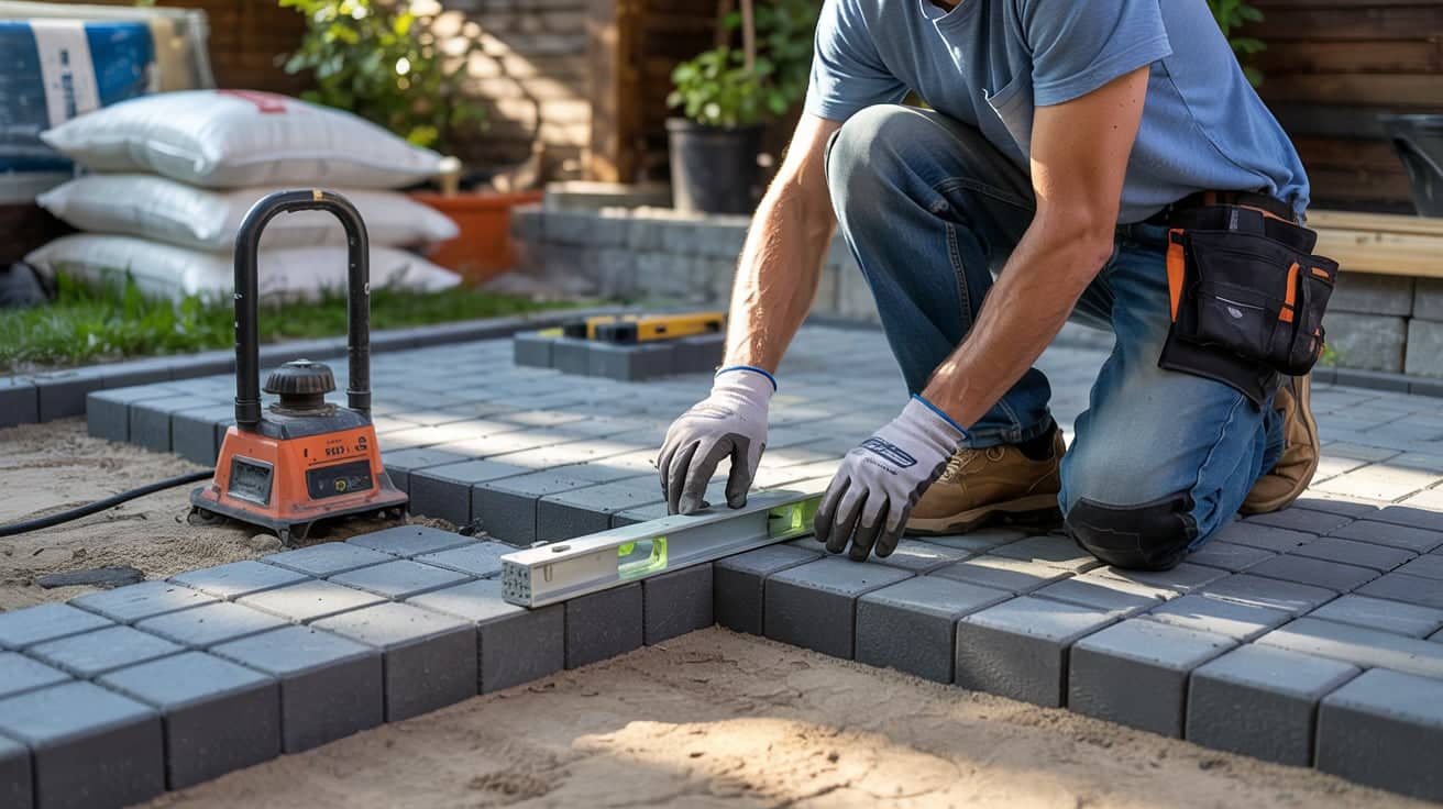 extend concrete patio with pavers