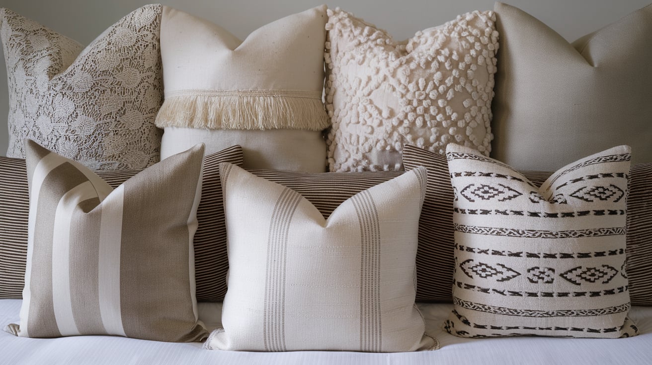 queen bed pillow arrangement