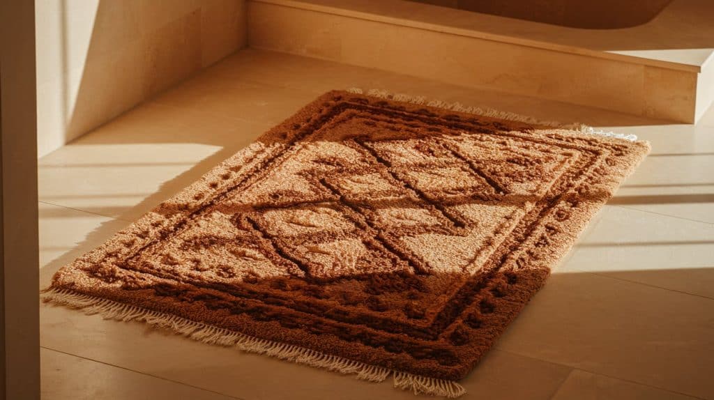 Beige Rugs with Brown Geometric Designs