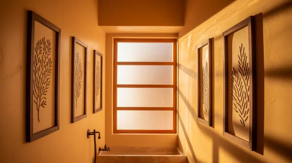 Brown Framed Art Prints on Beige Walls for Decor
