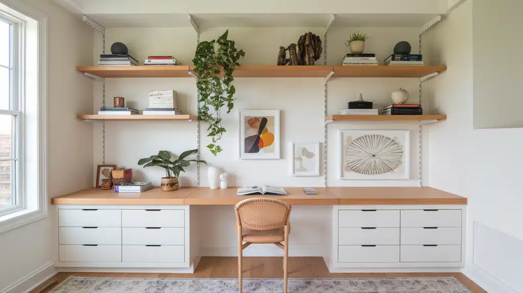 Built-In Desk with Adjustable Shelves

