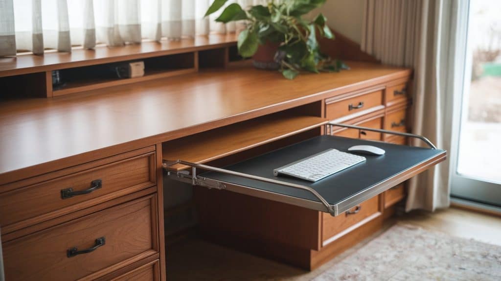 Built-In Desk with Pull-Out Keyboard Tray