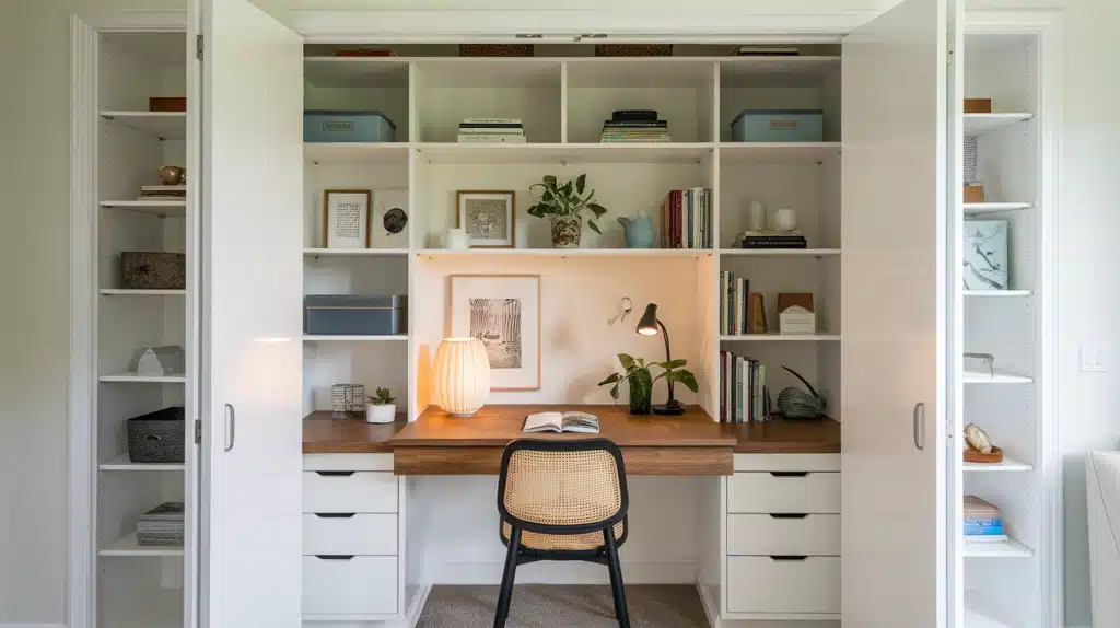 Desk Integrated into a Closet
