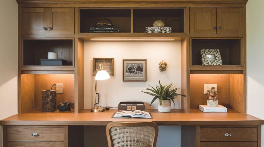 Desk with Overhead Cabinets