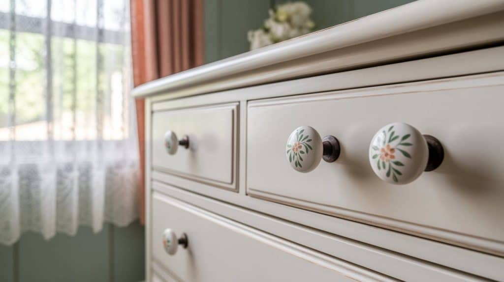 Hand-painted Ceramic Knobs on Furniture