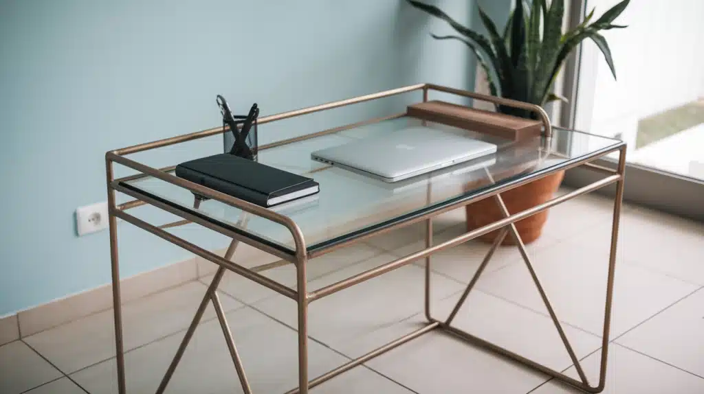 Modern Desk with Glass Surface

