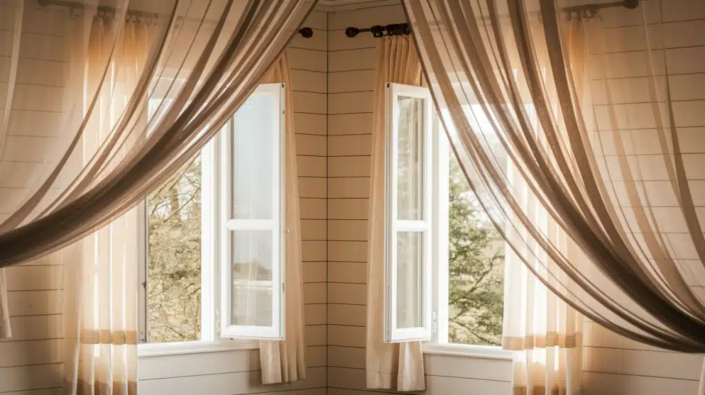 Open Windows with Sheer Drapes
